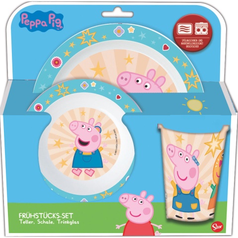 Zestaw obiadowy ŚWINKA PEPPA talerz miska kubek P:OS 22-15387-20-12