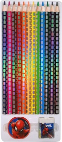 Kredki ołówkowe SPIDERMAN 12szt. Gumka Temperówka KIDS MV15958