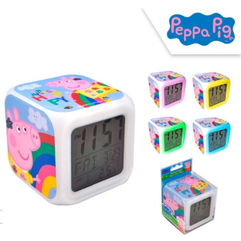 Zegar budzik LED ŚWINKA PEPPA 7 kolorów KIDS PP17073