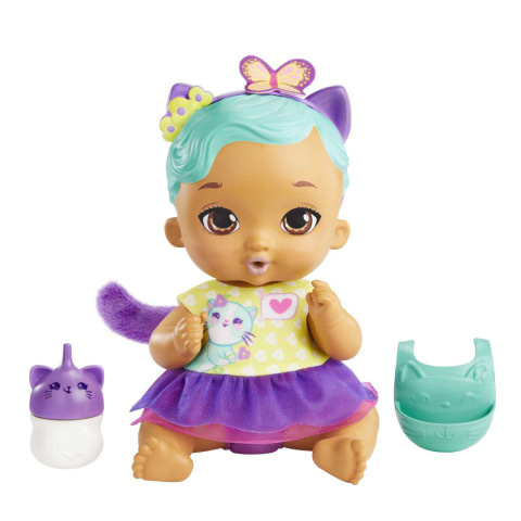 MY GARDEN BABY Lalka KOTEK Karmienie i Przewijanie Fioletowa MATTEL HHL22