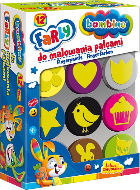BAMBINO Farby do malowania palcami 12 kolorów 15ml MAJEWSKI 003165