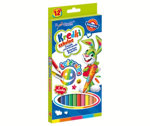 Kredki Szkolne BAMBINO Ścieralne 12 Kolorów MAJEWSKI 628665