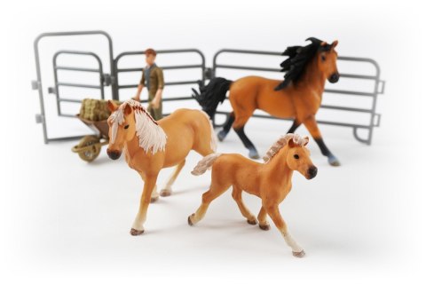 Zestaw JOLLY HORSES Koń Palomino i Koń Bay ze źrebakiem Figurka + akcesoria PIROX JHPPVB2