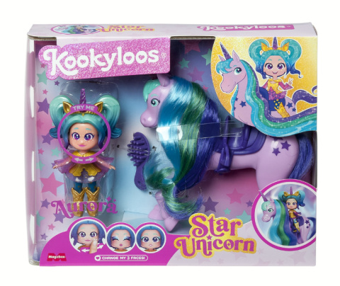 Zestaw Figurka KOOKYLOOS STAR UNICORN Laleczka AURORA + Jednorożec STAR BOX PKLSP104IN120