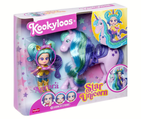 Zestaw Figurka KOOKYLOOS STAR UNICORN Laleczka AURORA + Jednorożec STAR BOX PKLSP104IN120