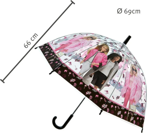 Parasol transparentny BARBIE śr. 69cm dla dzieci UNDERCOVER BABI7202