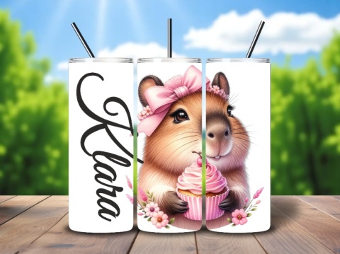 Kubek CAPIBARA KAPIBARA 600ml Tumbler ze słomką + Personalizowany IMIĘ PREZENT