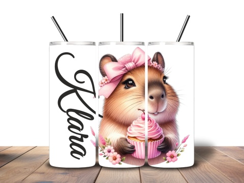 Kubek CAPIBARA KAPIBARA 600ml Tumbler ze słomką + Personalizowany IMIĘ PREZENT