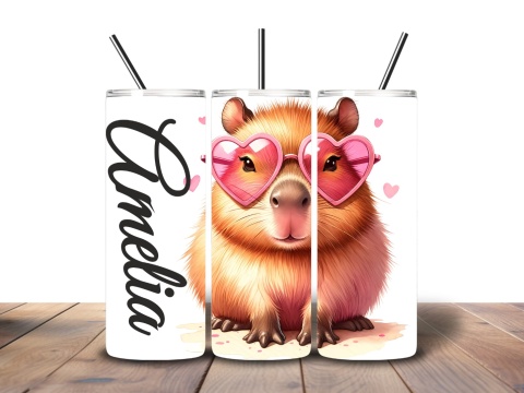 Kubek CAPIBARA KAPIBARA 600ml Tumbler ze słomką + Personalizowany IMIĘ PREZENT