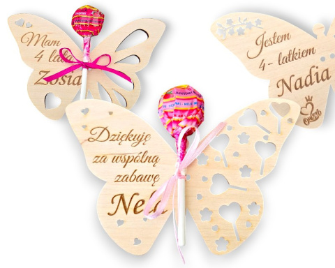 MOTYLEK na LIZAKA Upominek dla gości na Urodziny do Przedszkola Pamiątka Prezent