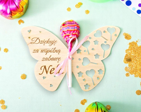 MOTYLEK na LIZAKA Upominek dla gości na Urodziny do Przedszkola Pamiątka Prezent