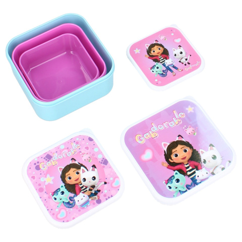 ZESTAW Śniadaniówka KOCI DOMEK GABI lunch box Pudełko Śniadaniowe 3szt. VADOBAG 582-00599
