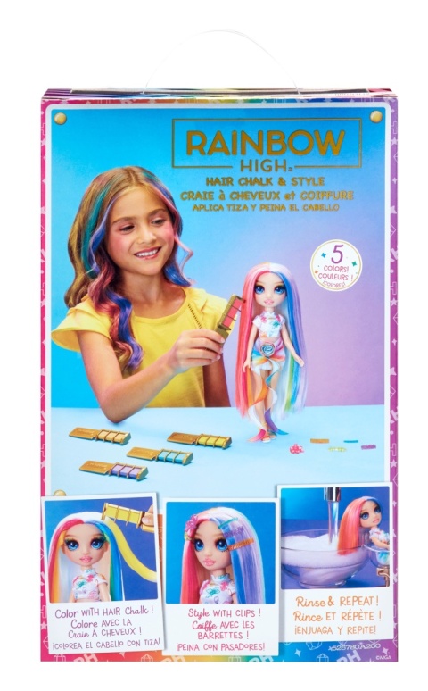 RAINBOW HIGH HAIR CHALK & STYLE RAINBOW Lalka AMAYA RAINE + akcesoria MGA 526780EUC