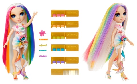 RAINBOW HIGH HAIR CHALK & STYLE RAINBOW Lalka AMAYA RAINE + akcesoria MGA 526780EUC