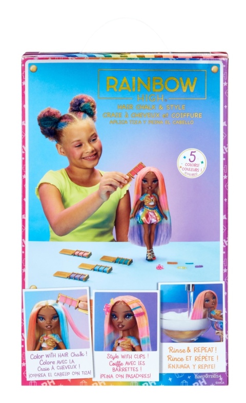 RAINBOW HIGH HAIR CHALK & STYLE GOLD Lalka MELINE LUXE + akcesoria MGA 526797EUC
