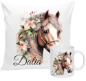 ZESTAW KUBEK I PODUSZKA KOŃ KONIE - PREZENT DLA JEŹDŹCA + IMIĘ wz4 Dalia