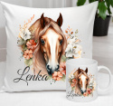 ZESTAW KUBEK I PODUSZKA KOŃ KONIE - PREZENT DLA JEŹDŹCA + IMIĘ wz6 Lenka