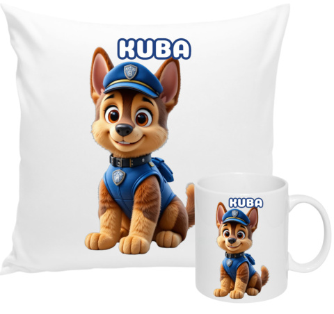 ZESTAW KUBEK I PODUSZKA PSI PATROL CHASE PREZENT + IMIĘ