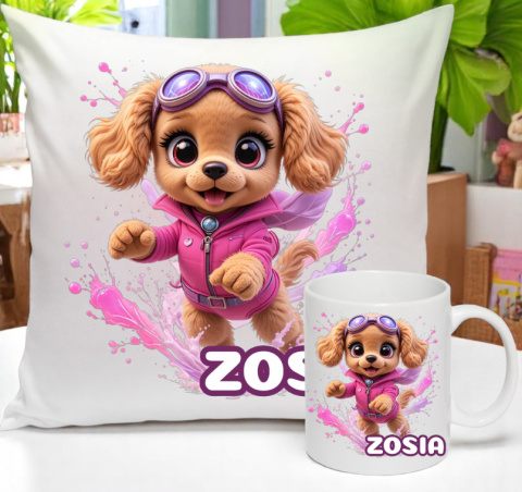 ZESTAW KUBEK I PODUSZKA PSI PATROL SKYE PREZENT + IMIĘ wz2 ZOSIA