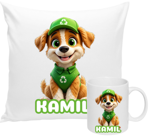 ZESTAW KUBEK I PODUSZKA PSI PATROL TRACKER PREZENT + IMIĘ