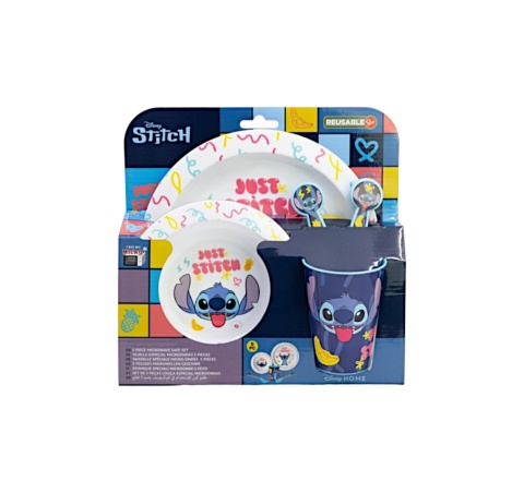Zestaw obiadowy STITCH talerz miska kubek łyżeczka widelec