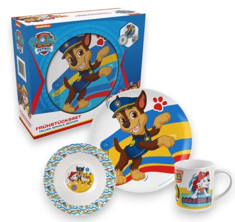 Zestaw obiadowy ceramiczny PSI PATROL talerzyk miska kubek
