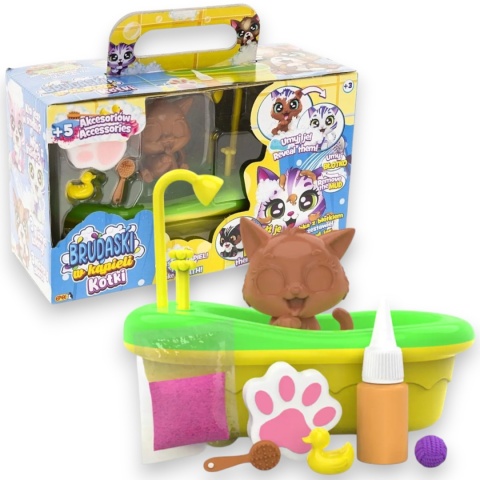 BRUDASKI W KĄPIELI KOTKI Zestaw ŁAZIENKA Kotek TOFIK + błotko + akcesoria