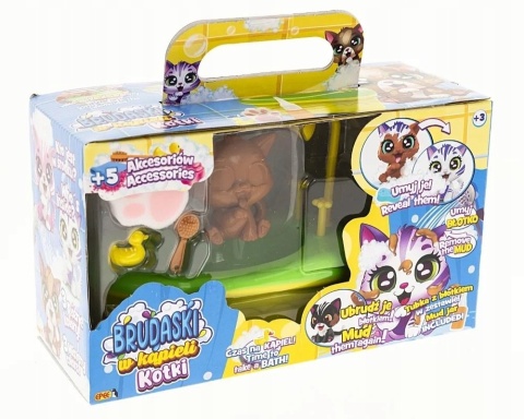 BRUDASKI W KĄPIELI KOTKI Zestaw ŁAZIENKA Kotek TOFIK + błotko + akcesoria