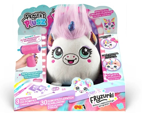 PROJEKT PLUSZ Zestaw Fryzurki JEDNOROŻEC KSIĘŻNICZKA z elektronicznym Aerografem