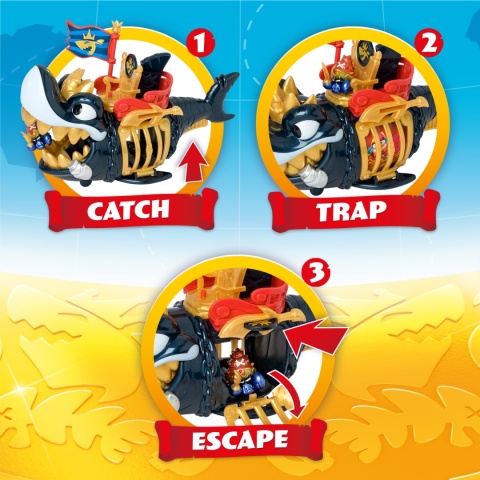 PIRATIX Zestaw KING SHARK Figurka REKIN ZŁOTE ZĘBY Figurka Okręt Piracki