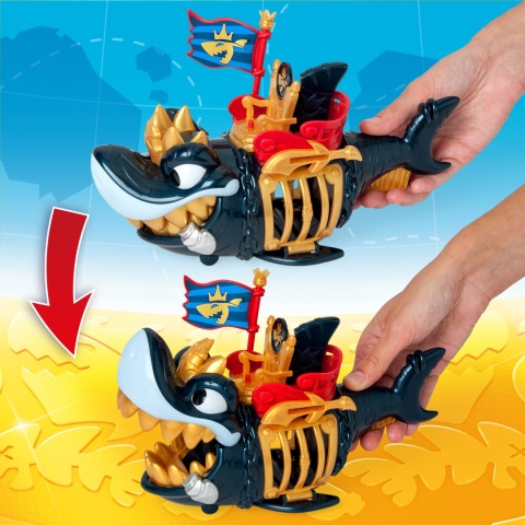 PIRATIX Zestaw KING SHARK Figurka REKIN ZŁOTE ZĘBY Figurka Okręt Piracki