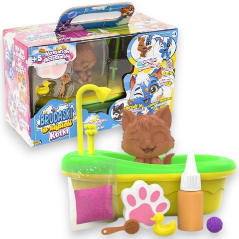 BRUDASKI W KĄPIELI KOTKI Zestaw ŁAZIENKA Kotek ŁATEK + błotko + akcesoria