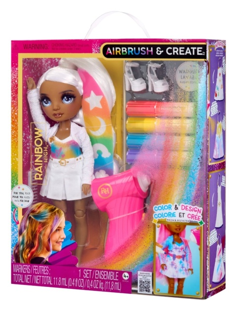 RAINBOW HIGH AIRBRUSH CREATE Lalka GREY z szarymi oczami Aerograf MGA