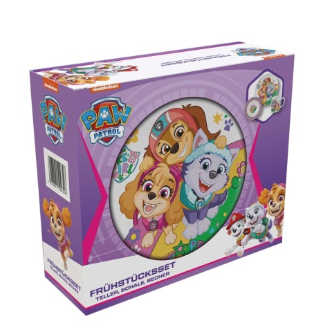 Zestaw obiadowy ceramiczny PSI PATROL SKYE talerzyk miska kubek