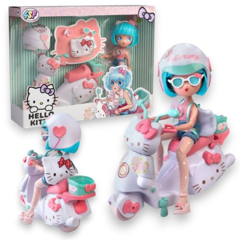 HELLO KITTY Lalka PRETTY PINK SCOOTER SKUTER Zestaw MANGA