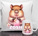 ZESTAW KUBEK I PODUSZKA CAPIBARA KAPIBARA PREZENT + IMIĘ