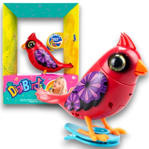 DIGIBIRDS Interaktywny ptak CARDINAL Śpiewa Ćwierka 50+ melodii Czerwony seria 1