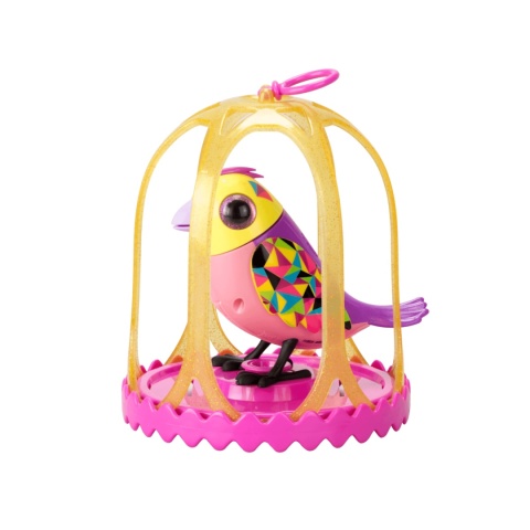 DIGIBIRDS Interaktywny ptak KLATKA DLA PTAKÓW Śpiewa Ćwierka 50+ melodii Różowy