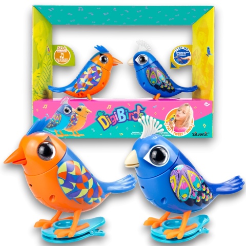 DIGIBIRDS Zestaw podwójny Interaktywny ptak PAW + ZIMORODEK Śpiewa Ćwierka 50+ melodii