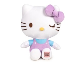 HELLO KITTY Maskotka HELLO KITTY FIOLEOTWY z naszywką Pluszak Przytulanka Macedonia 32cm