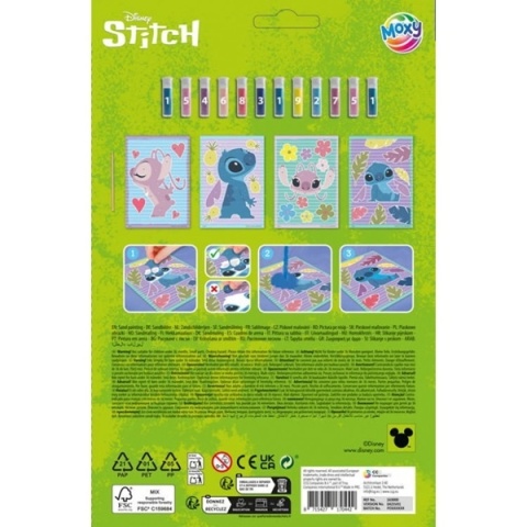 PIASKOWA MALOWANKA STITCH 4 karty + 12 tub z piaskiem