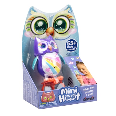 MINI HOOT Śpiewająca Interaktywna SOWA Świecące oczy Fioletowa
