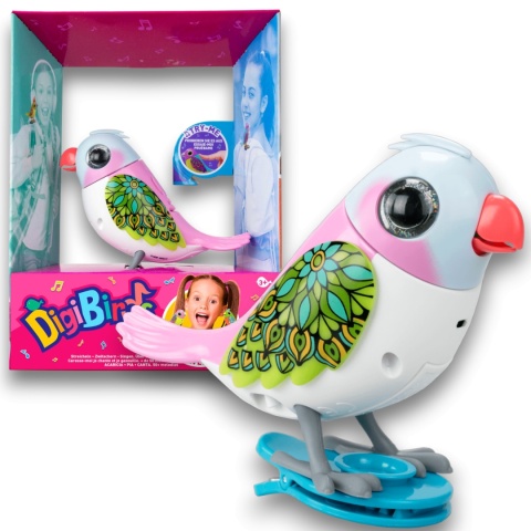DIGIBIRDS Interaktywny ptak Śpiewa Ćwierka 50+ melodii Różowy seria 2