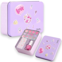 CREATE IT! Zestaw MAKE UP Kosmetyki Cienie Lakier Puszka Fiolet dla dzieci