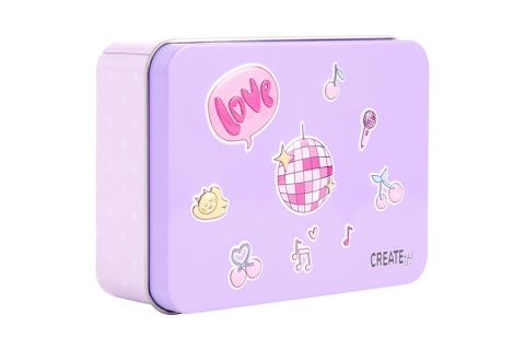 CREATE IT! Zestaw MAKE UP Kosmetyki Cienie Lakier Puszka Fiolet dla dzieci