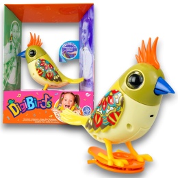 DIGIBIRDS Interaktywny ptak Śpiewa Ćwierka 50+ melodii Żółty seria 2
