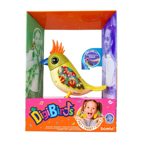 DIGIBIRDS Interaktywny ptak Śpiewa Ćwierka 50+ melodii Żółty seria 2