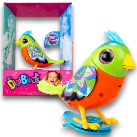 DIGIBIRDS Interaktywny ptak Śpiewa Ćwierka 50+ melodii Zielony seria 2