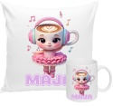 ZESTAW KUBEK I PODUSZKA BALERINA CAPUCINA + IMIĘ PREZENT URODZINY 100229