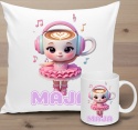 ZESTAW KUBEK I PODUSZKA BALERINA CAPUCINA + IMIĘ PREZENT URODZINY 100229